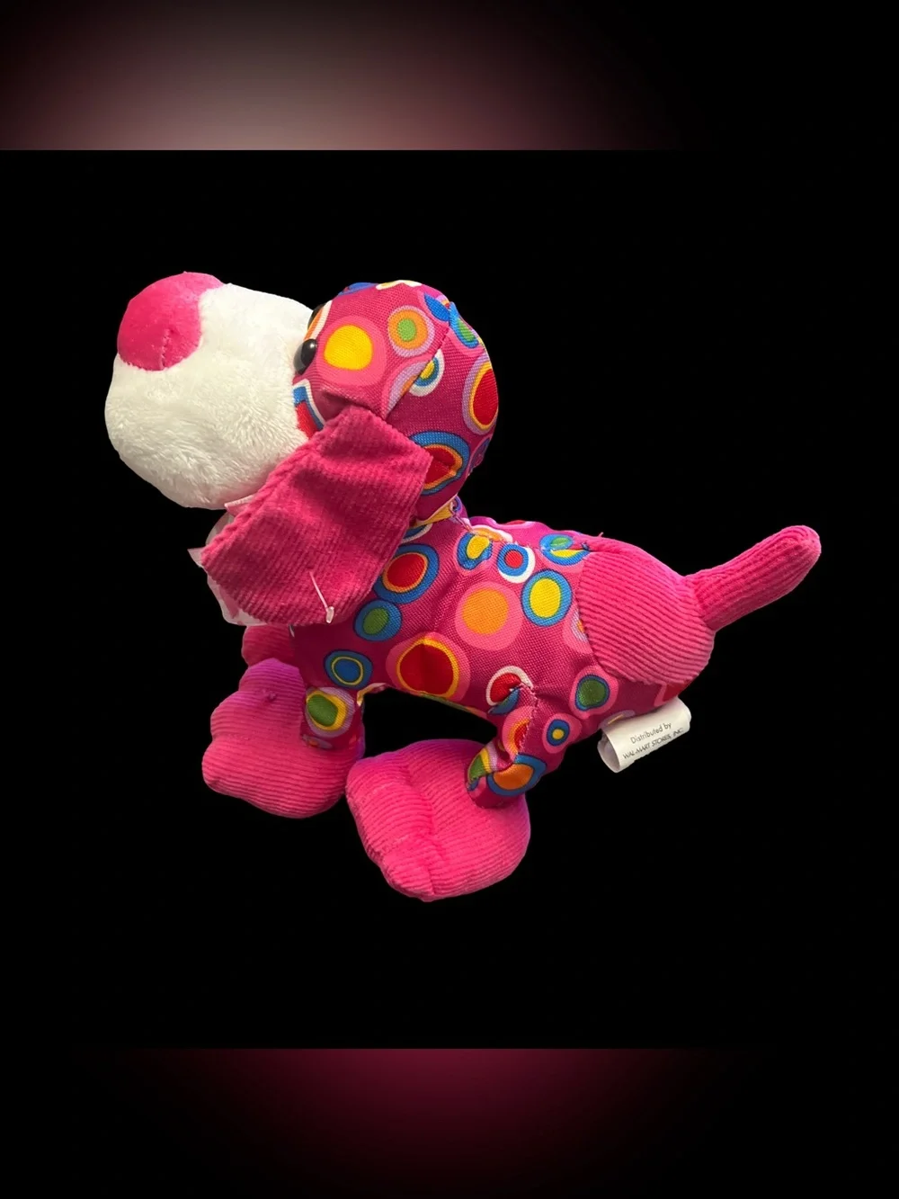 Walmart Pink Puppy Dog Plush Multi Color Spots Circles Stuffed Animal Toy 7